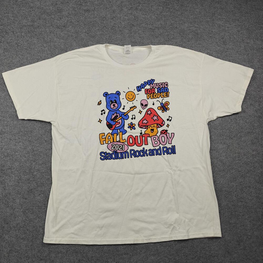 Fall Out Boy Shirt Mens 2XL White 2021 Stadium Rock And Roll Graphic Hanes